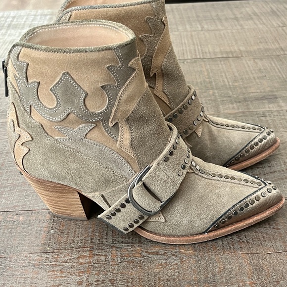Zadig & Voltaire Cara Cowboy Tan Suede Ankle Boots - Picture 1 of 9